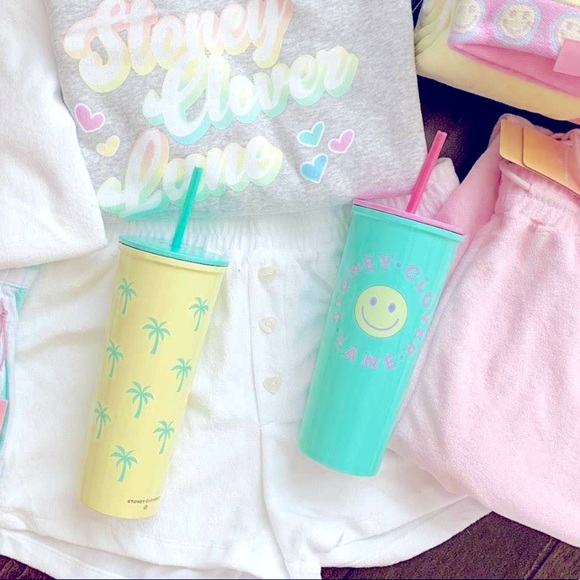 Preppy STONEY CLOVER LANE Teal Green Stainless Steel Tumbler Heart straw - Picture 9 of 13